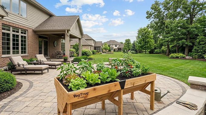 VegTrug Classic Raised Bed, Natural, Medium 1.8m - Made in USA - Uncoated Red Cedar Wood V-Shaped Garden Bed for Outdoor Gardening - Ergonomic Design for Balcony, Patio & Small Spaces  
