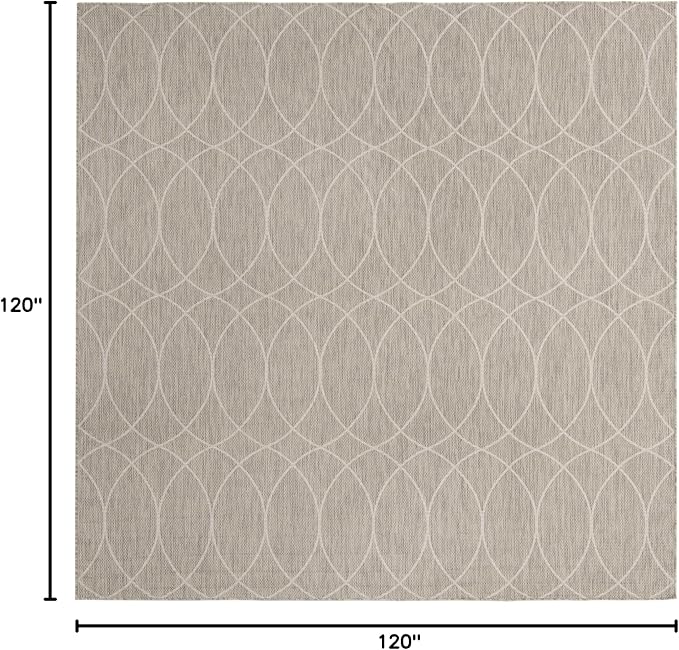 Unique Loom Outdoor Trellis Collection Area Rug - Gitter (10' Square, Light Gray/ Ivory)