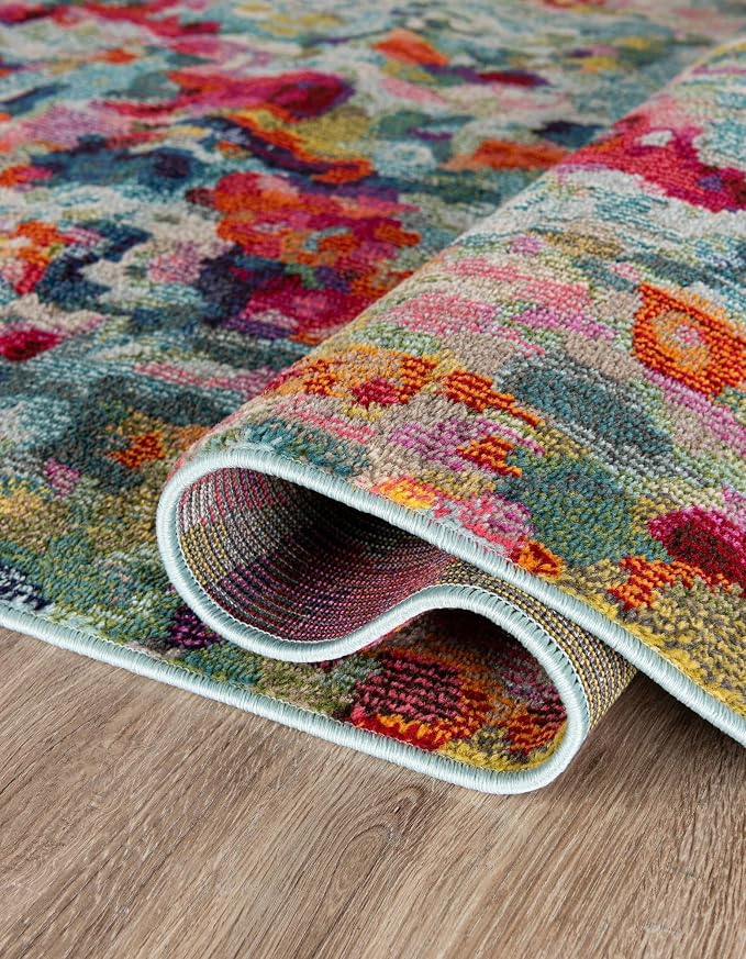 Unique Loom Chromatic Collection Area Rug - Champagne (2' 2" x 6' Runner, Multi/ Blue)
