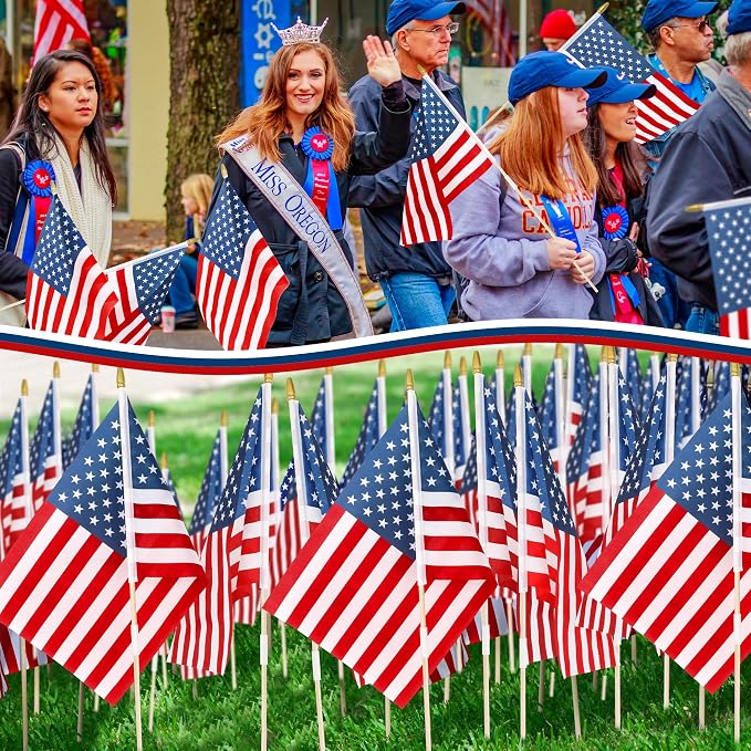 12 Pcs 12x18 In American Flags for Outside, 4th of July Grounded Decorations Outdoor Weatherproof 250 Anniversary USA Flag for Memorial Day Patriotic Decor Fourth of July Accessories