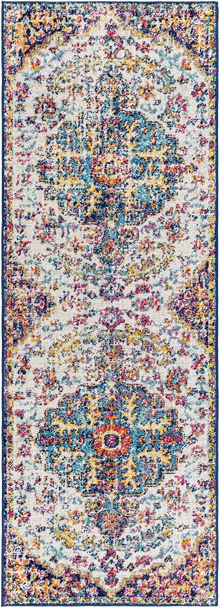 Livabliss Odelia Vintage Bohemian Runner Area Rug,2'7" x 7'3",Purple/Grey