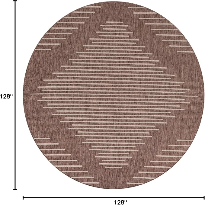 Unique Loom Outdoor Modern Collection Area Rug - Tambor (10' 8" Round Brown/Ivory)
