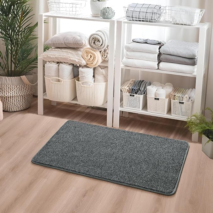 Chicrug Memory Foam 2x4 Small Runner Rugs for Hallway Entryway Bedroom | Modern Low-Pile Carpet Runner Rug for Kitchen, Throw Kids Rug for Bedside Dorm Room Decor, Dark Grey and White