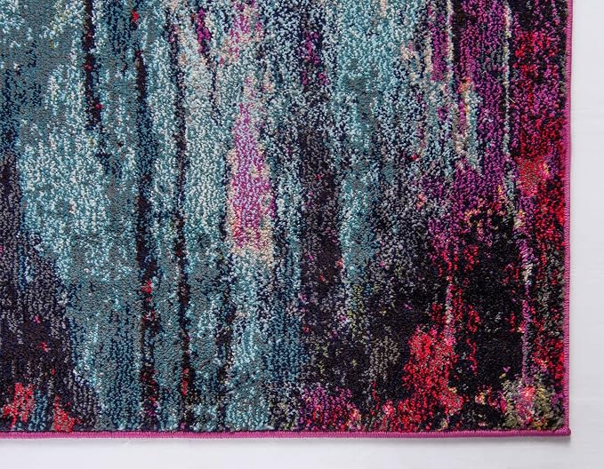 Unique Loom Chromatic Collection Modern Colorful & Vibrant Abstract Area Rug For Any Home Décor (10' 6 x 16' 5 Rectangular, Multi/ Light Blue)