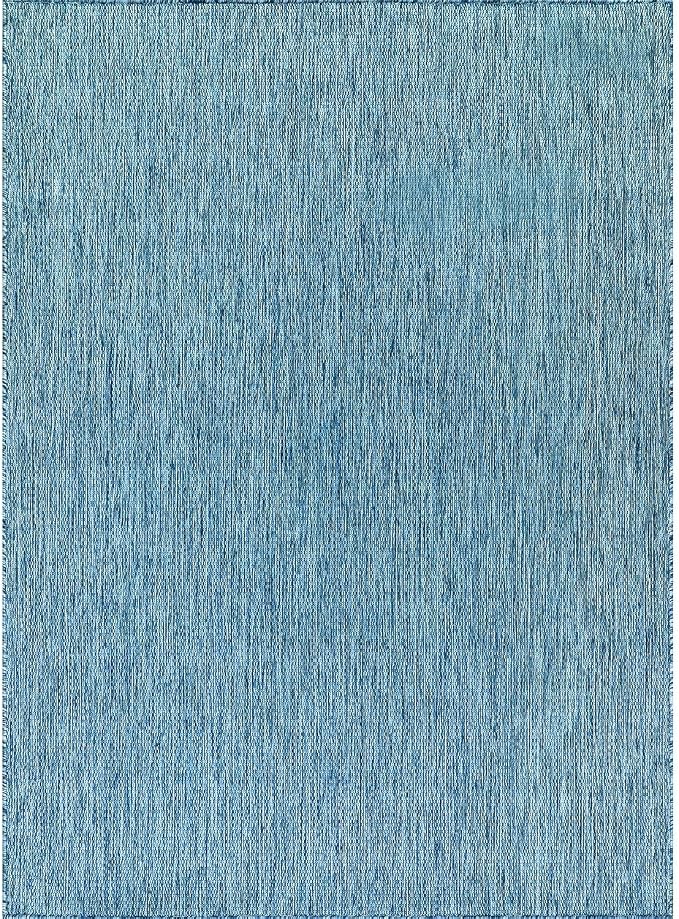 Beverly Rug Indoor Outdoor Rug 10x14, Washable Outside Carpet for Patio, Deck, Porch, Solid Modern Area Rug, Water Resistant, Aqua Blue