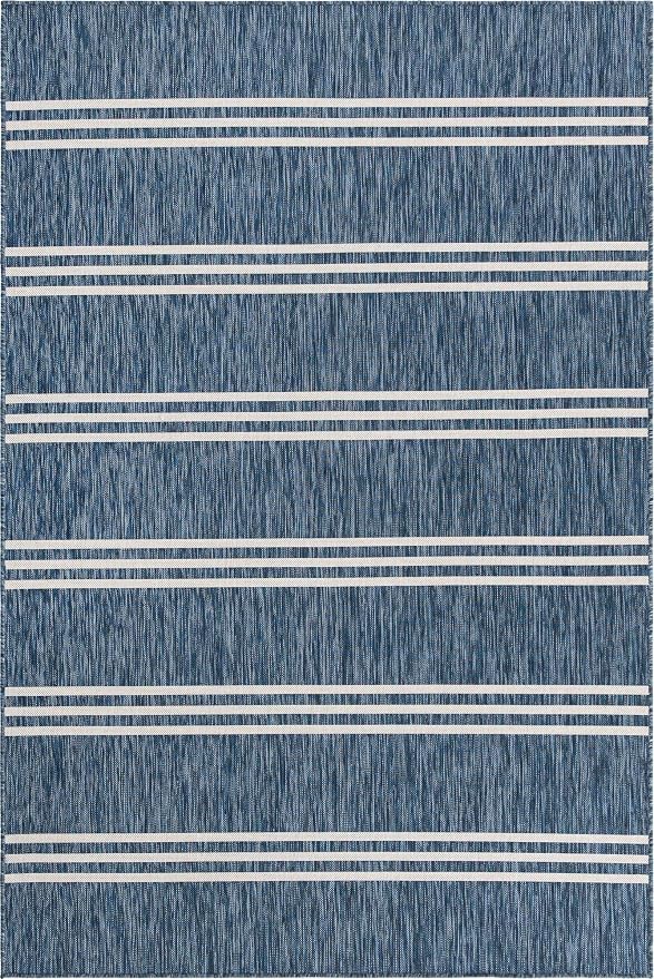 Unique Loom Jill Zarin Outdoor Collection Area Rug - Anguilla (6' 1'' x 9' Rectangle, Blue/ Ivory)
