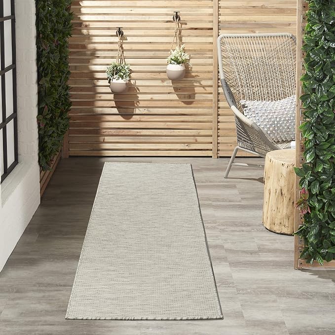 Nourison Home Positano Light Grey 2'2" x 8' Area Rug - Easy Clean, Non Shedding, Bed Room, Living Room, Dining Room, Kitchen (8' Runner)