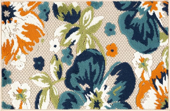 Rugshop Multi Bergamo Floral Indoor/Outdoor Accent Rug Machine Washable for Entryway, Kitchen and Mudroom, 2' x 3'