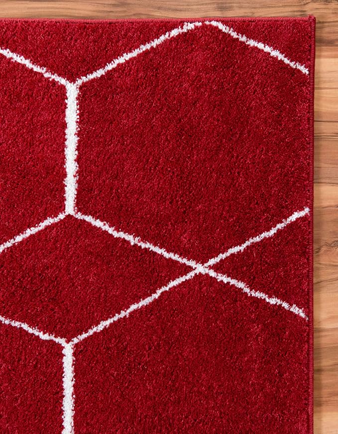 Unique Loom Trellis Frieze Collection Area Rug - Geometric (5' 1" x 8', Red/ Ivory)