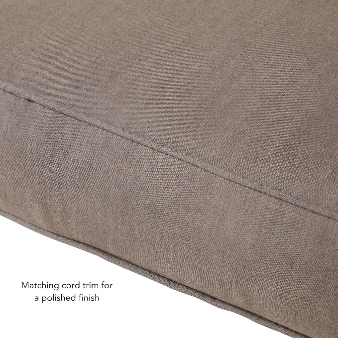 Sunbrella Deep Seat Cushion Set – Seat & Back Cushions for Patio Chairs, Sofas & Loveseats – Fade Resistant Outdoor Fabric, Ties, Zippered Cover, Cord Trim, Cast Shale