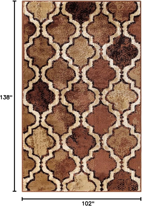 Superior Modern Indoor Area Rug, Non Slip Rug, 8'6"x11'6", Brown | Geometric Design Floor Décor, Easy Care High Traffic Areas Living Dining Room, Bedroom, Office, Entryway, Viking Collection