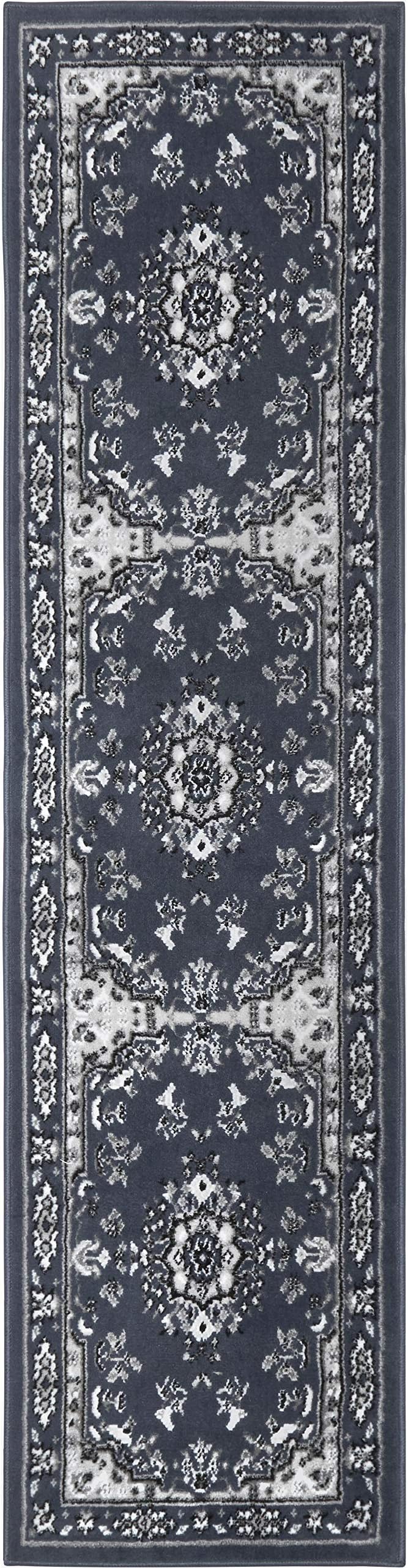 Home Dynamix Premium Sakarya Traditional Medallion Border Area Rug, Midnight Blue, 1'9"x7'2" Runner