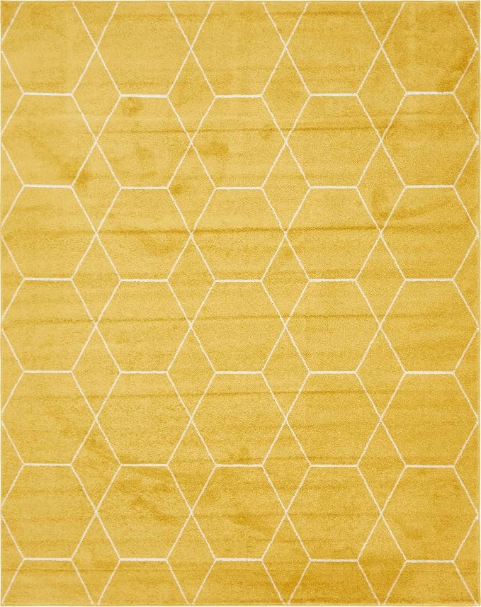Unique Loom Trellis Frieze Collection Area Rug - Geometric (7'10" x 10', Yellow/ Ivory)