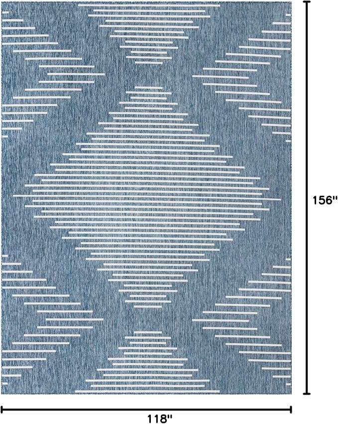 Unique Loom Outdoor Modern Collection Area Rug - Tambor (9' 10" x 13' Rectangle Blue/Ivory)
