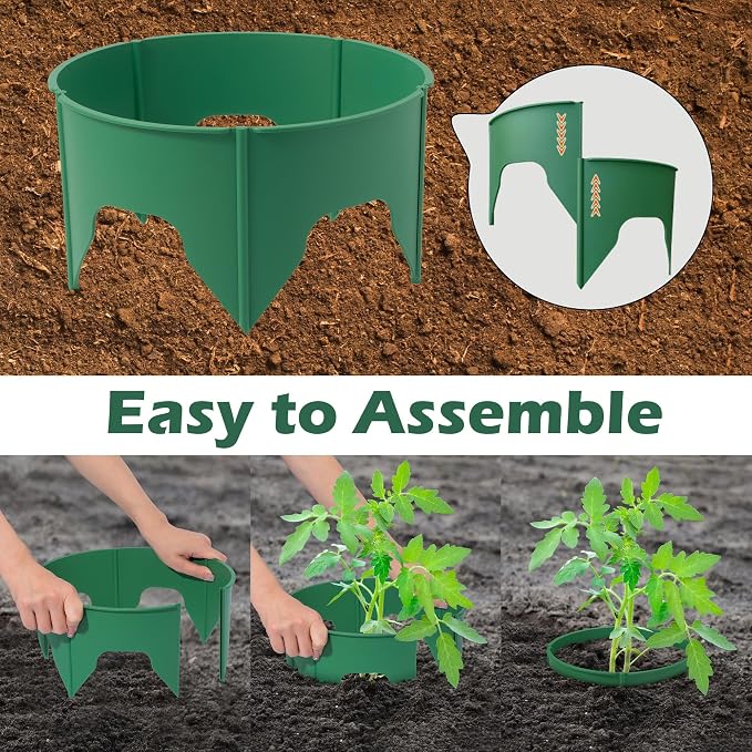 50pcs Planting Grow Rings, Round Edging Spliceable Protective Pest-Planting Rings for Vegetable Herb Flower, Circular Landscape Adjustable Plant Support Circle Protector for Watering