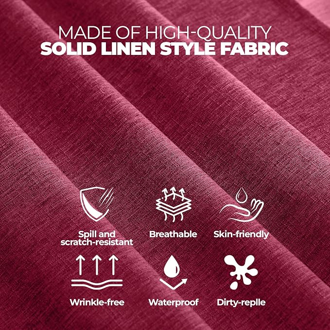 Decorelia Christmas Christmas Red Waterproof Round Table Cloth for Round,Decorative Farmhouse Tablecloths Table Cover for Holiday,Banquet,Dining& Kitchen (70 Inch,Round (4-6 Seats,Burgundy)