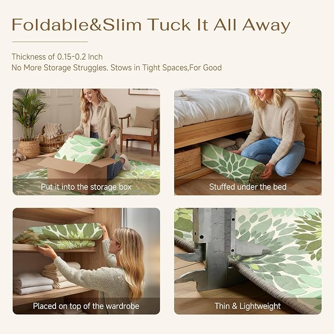 5x7 Indoor Outdoor Area Rug Washable Patio Rug Green Non Slip Non Shedding Waterproof Carpet for Living Room Bedroom Backyard Porch Camping RV Balcony Poolside