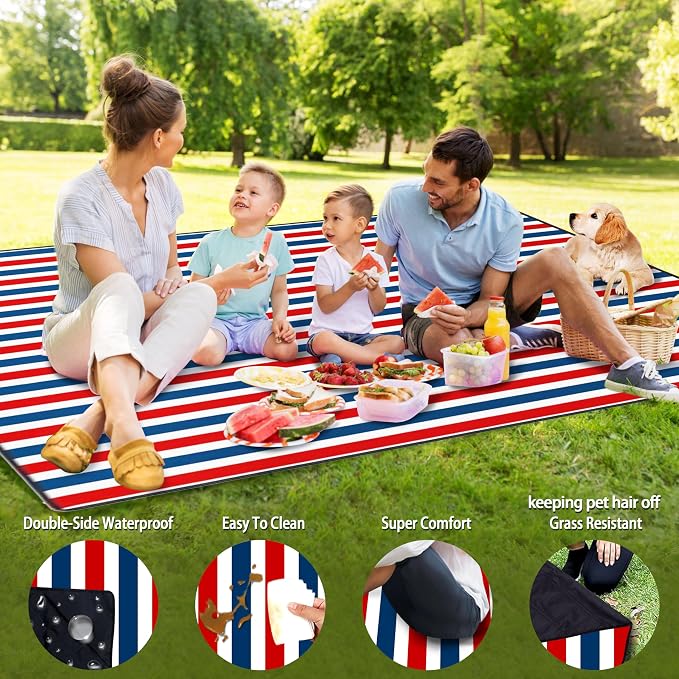 Picnic Blankets Beach Blanket 80" X 80" Extra Large Waterproof Camping Blankets Portable Outdoor Mat 3-Layer Blanket for Beach, Hiking, Park, Music Festival, Grass Lawn,Travel