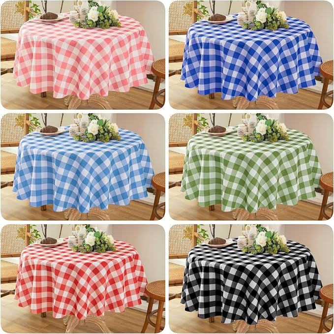 Waterproof Checkered Tablecloth Fabric - Rectangle 58x84 Inch Classic Gingham Buffalo Plaid Table Cloth for Indoor/Outdoor Use - Washable Table Cover for Kitchen, BBQs, and Parties