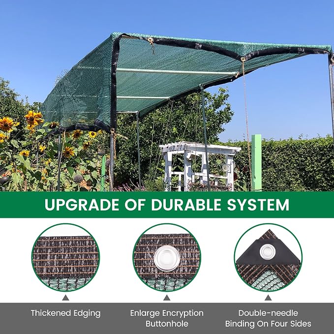 50% 20 X 20 FT Green Shade Cloth, Outdoor Woven Sun Shade with Grommets, Durable Breathable Netting Shading Antifreezing for Patio, Garden, DIY Home, Plants Cover, Greenhouse, Dog Kennel