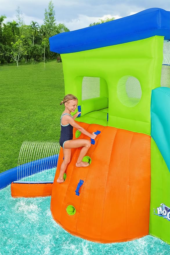 H2OGO! HydroHangout Kids Inflatable Water Park With Heavy-Duty Blower | Inflatable Water Slide, for Kids Ages 5+, 2-Minute Inflation, Durable Material, Sprinkler Wall, Shaded Clubhouse, Splash Pool