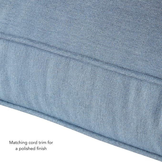 Sunbrella Deep Seat Cushion Set – Seat & Back Cushions for Patio Chairs, Sofas & Loveseats – Fade Resistant Outdoor Fabric, Ties, Zippered Cover, Cord Trim, Spectrum Denim