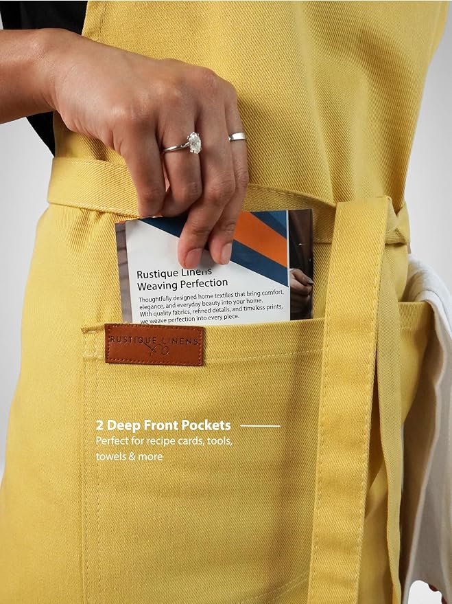 100% Cotton Kitchen Apron with 2 Pockets – Adjustable Chef Apron for Cooking Baking BBQ – Unisex Apron