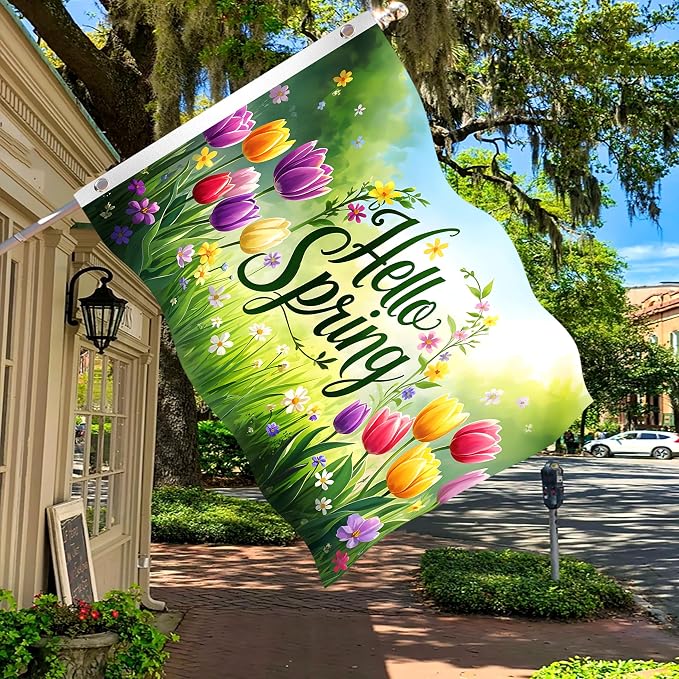 4Pcs Large Garden Flag 3x5 Ft Outdoor Double Sided Four Seasons Yard Flags with 2 Grommets Hello Spring Summer Autumn Winter Holiday Flag Banner for Outdoor Indoor Decor Backdrop