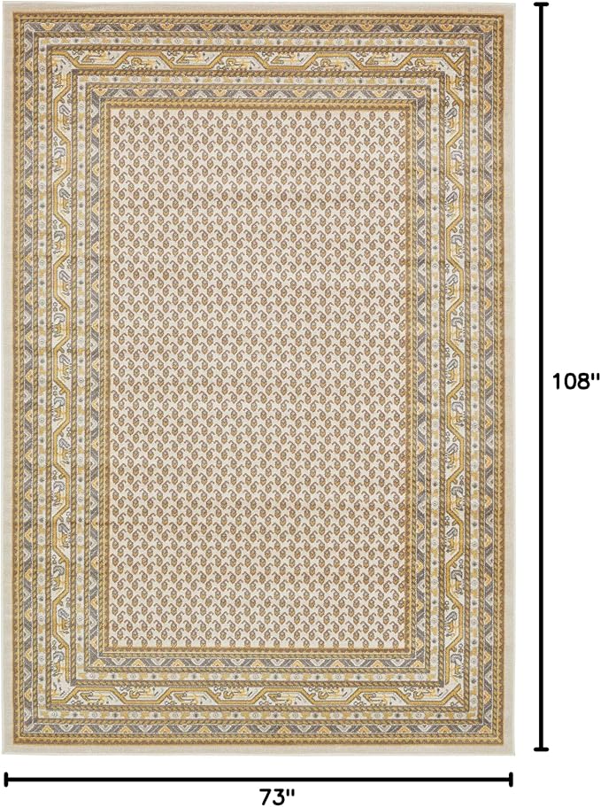 Unique Loom Williamsburg Collection Traditional Border with Dotted Center Area Rug, Rectangular 6' 0" x 9' 0", Beige/Yellow