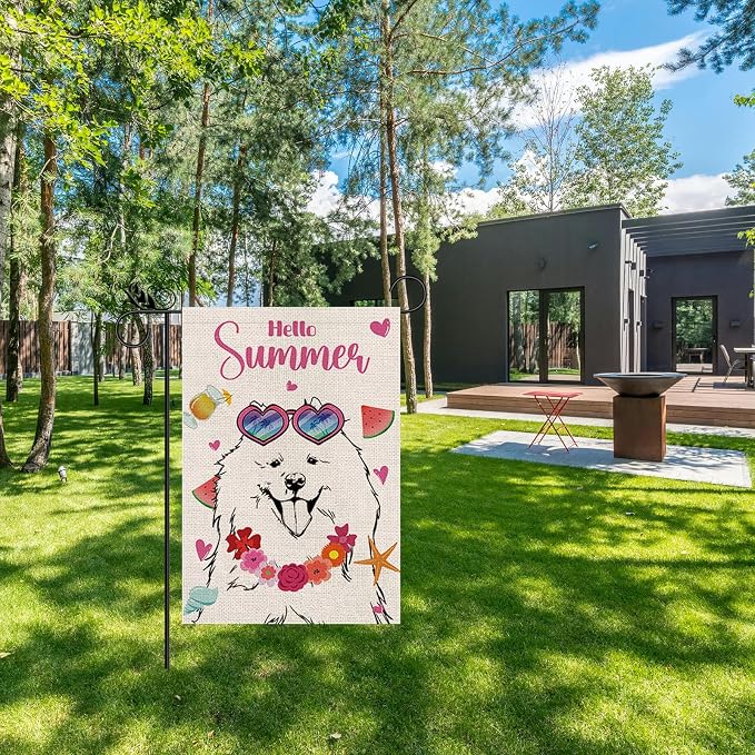 Seasonal Garden Flags Samoyed Double Sided Flags Set of 11 Holiday Farmhouse Indoor Outdoor Yard Lawn Christmas Gifts Decorations 12.5x18 Inch