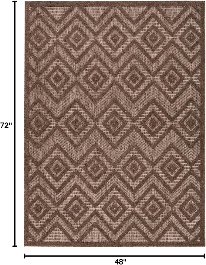 Nourison Home Versatile Brown 4' x 6' Area Rug - Easy Clean, Non Shedding, Bed Room, Living Room, Dining Room, Kitchen (4' x 6')