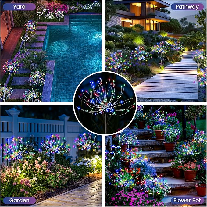 PEVOROS Garden Decor Solar Lights Outdoor,120LED Waterproof Colorful Solar Fairy Garden Lights for Outdoor Decoration,Yard, Patio, Porch,Flower Pot,Pathway (6Pack)