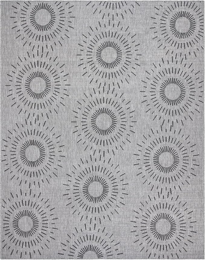 Gertmenian Indoor Outdoor Modern Area Rug - 6x9 Medium, Stain Resistant, Ideal for High Traffic in Living Room, Bedroom, Patio - Geometric, Grey, 32459