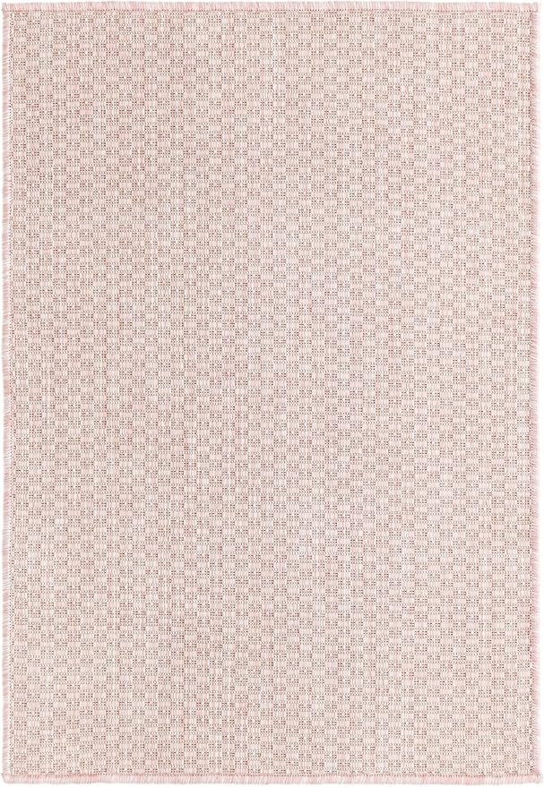 Unique Loom Collection Casual Transitional Solid Heathered Indoor/Outdoor Flatweave Area Rug (2' 2" x 3' 1" Rectangle, Whisper Pink/Ivory)