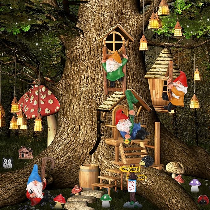 Jetec Gnomes Fairy Resin Statues Miniature Garden Accessories Mini Dwarf Figurine Fairy Miniature Ornament DIY Kit Micro Landscape Ornaments for Outdoor Indoor Patio Yard Lawn Garden ﻿ (Climb Gnomes)