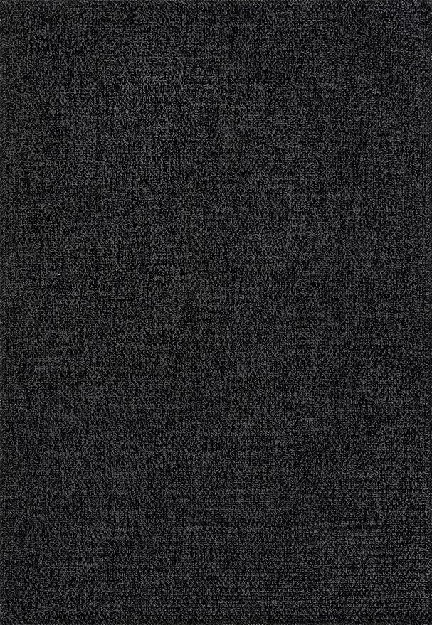 CAMILSON Easy Jute Rug 9x12,Indoor Outdoor Dark Gray Black Farmhouse Area Rugs for Living Room Patio and Kitchen Rug Solid Boho Woven Design Easy-Cleaning Washable Outside Carpet Alfombras (9 x 12)