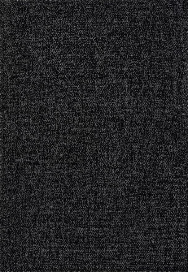 CAMILSON Easy Jute Rug 4x6, Indoor Outdoor Dark Gray Black Farmhouse Area Rugs for Living Room Patio and Kitchen Rug, Solid Boho Woven Design, Easy-Cleaning, Washable Outside Carpet Alfombras (4 x 6)