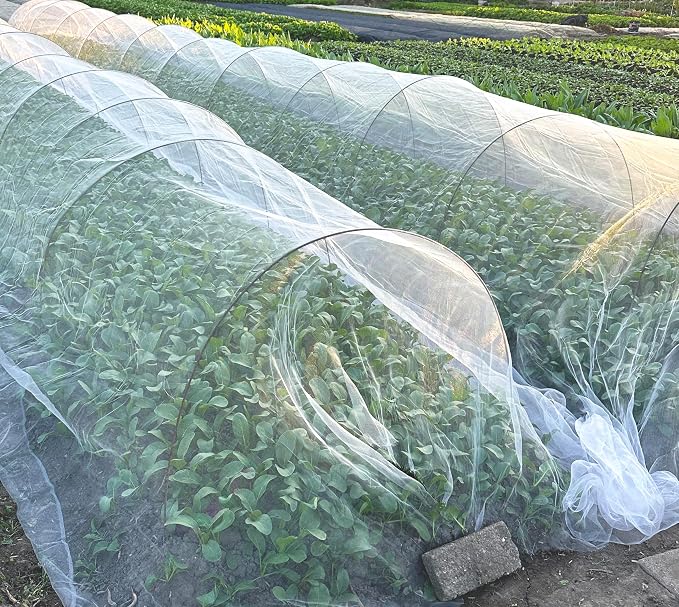 2PCS Insect Netting -10x43FT Fine Mesh Garden Protection Netting for Vegetables Plants Flowers Crops,Row Covers for Raised Bed from Birds Deer Squirrels Barrier Pest