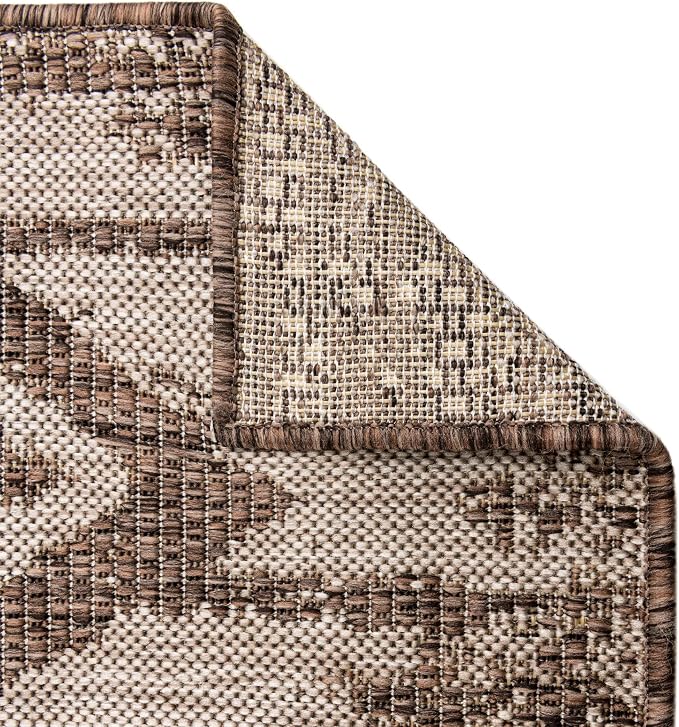 Unique Loom Outdoor Bohemian Collection Area Rug - Anthro (7' 1" x 10' Rectangle, Brown/ Ivory)
