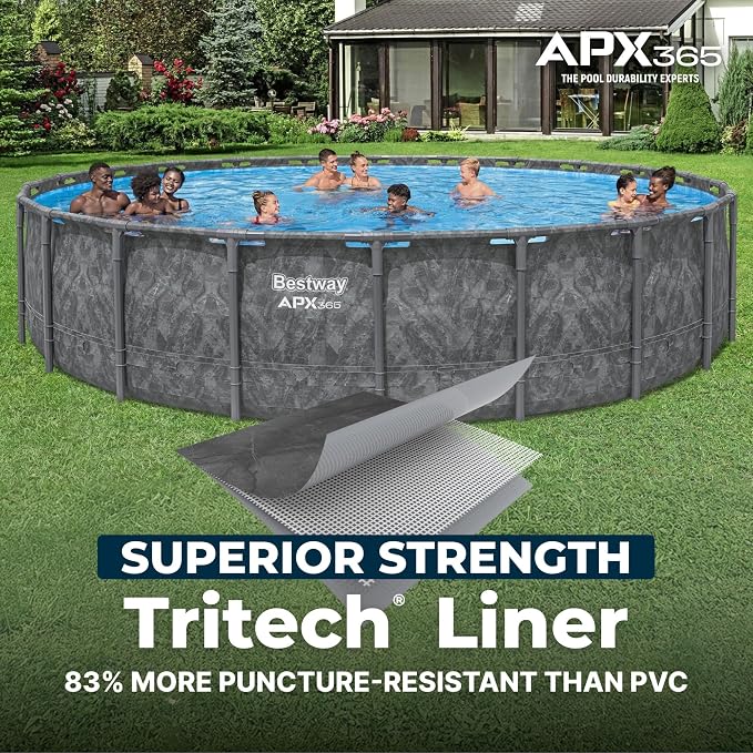 Bestway APX 365 22' x 52" Above Ground Pool Set with Sand Filter Pump | Long-Lasting All-Season Swimming Pool with Galvanized Steel Frame - Ladder, Cover, and Polysphere Filtration Balls Included