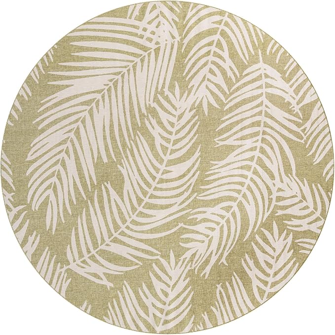 Unique Loom Outdoor Botanical Collection Area Rug - Palm (13' Round Green/Ivory)