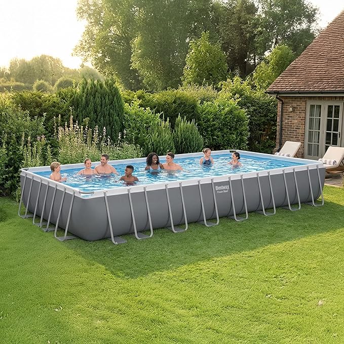 Bestway Power Steel Pool Set with Sand Filter Pump, Ladder, and Cover