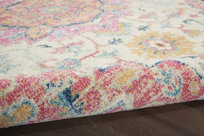 Nourison Home Passion Ivory Pink 5'3" x 7'3" Area Rug - Easy Clean, Non Shedding, Bed Room, Living Room, Dining Room, Kitchen (5' x 7')