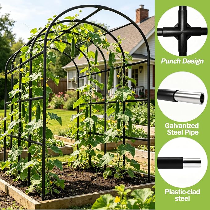 BUKLIYN Garden Arch Trellis - 90.5'' × 51'' × 90'' Greenhouses for Outdoors,Double-Layer Covering - PVC Film and Cotton Film, Suitable for All Seasons