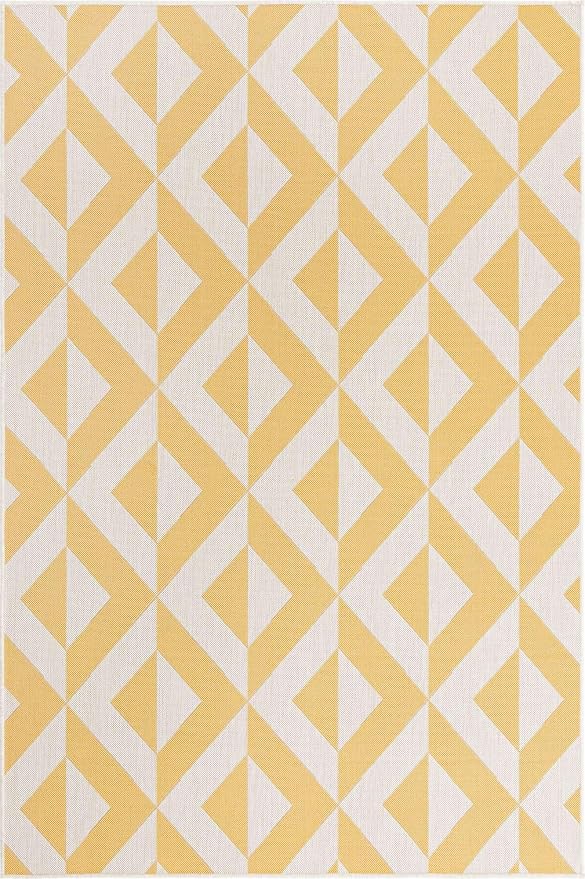 Unique Loom Jill Zarin Outdoor Collection Area Rug - Napa (6' 1'' x 9' Rectangle, Yellow/ Ivory)