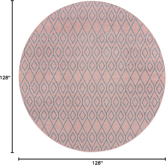 Jill Zarin Outdoor Collection Area Rug - Turks and Caicos (10' 8" Round Pink and Aqua/Light Blue)