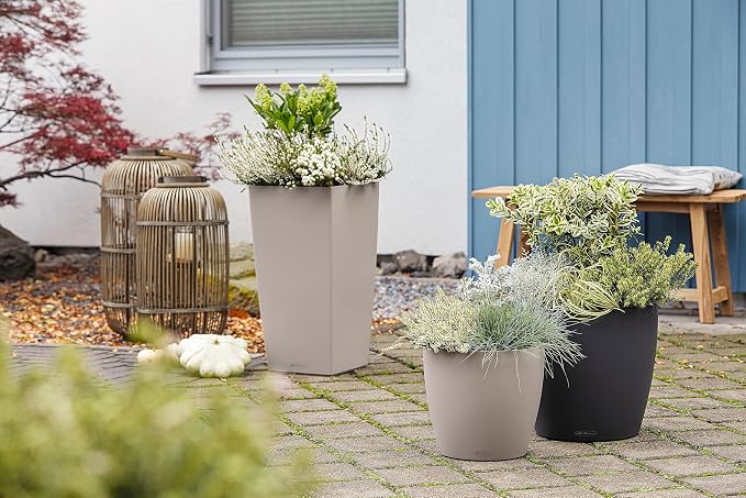 Lechuza Classico Color 28 Sand Brown, Self-Watering Round Planter, D11 H10.2 in