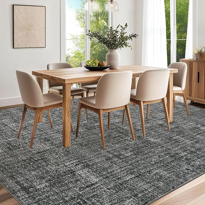 Garvee Modern Solid 5x7 Area Rugs for Living Room Washable Rug Grey | Soft Non Slip Rugs for Bedroom, Low Pile Neutral Rug, Stain Resistant Foldable Carpet for Playroom Dorm, Farmhouse Rugs