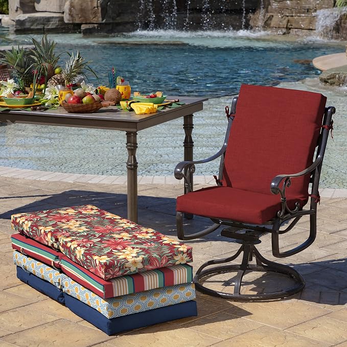 Arden 4-Pack Outdoor Patio Dining Chair Cushion, 20 x 44, Rain-Proof Seat Pad, Fade-Resistant Outdoor Cushion Ruby Red Leala