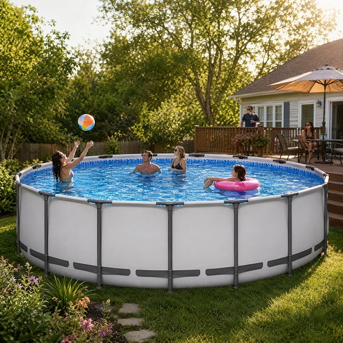 Above Ground Pool 15ft x 48in Steel Frame w/Pump Ladder Cover | 15x48ft, steel frame rust-proof, tool-free setup, 1000gal timer pump, ladder, cover, spare filter. 3-layer PVC liner.